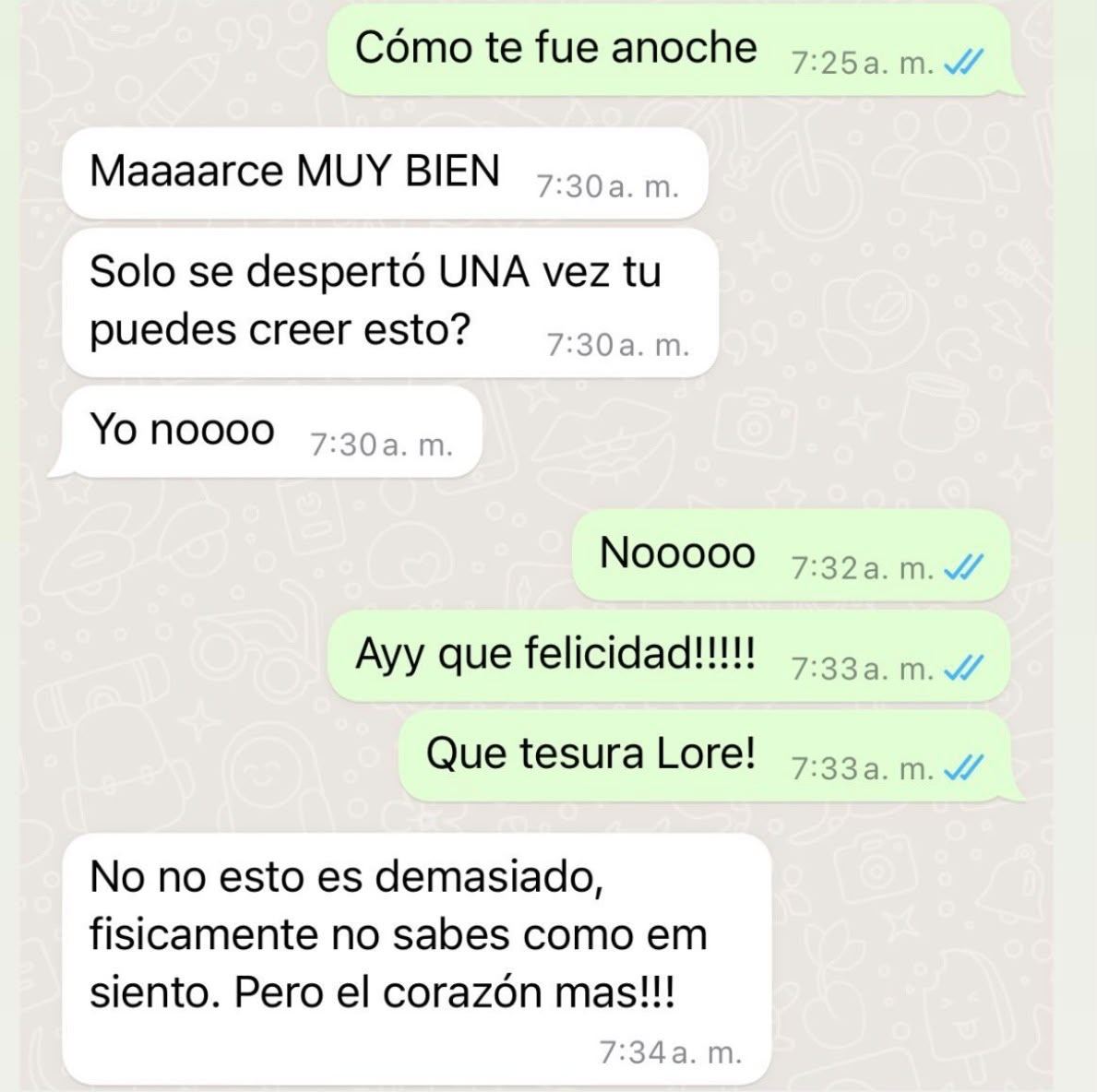 Pantallazo real de WhatsApp de Lore