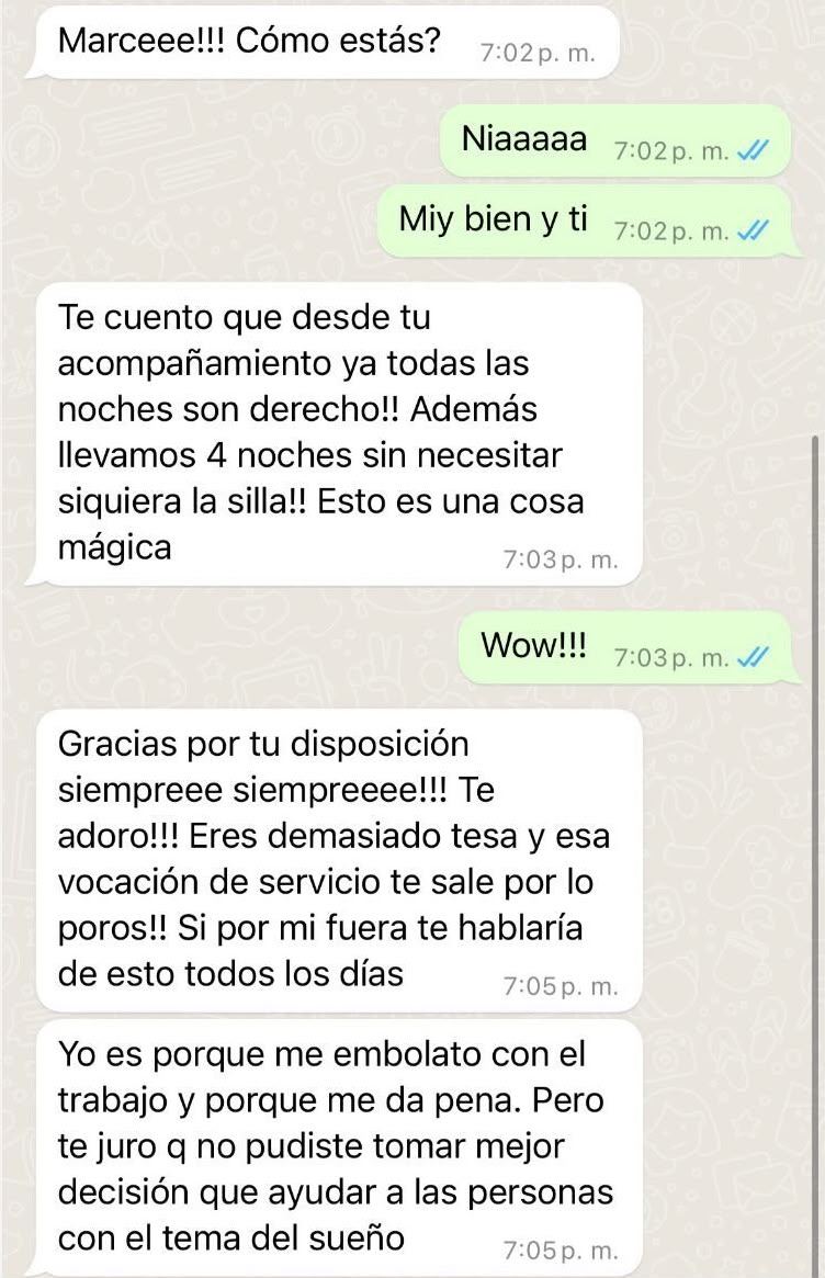 Pantallazo real de WhatsApp sobre los avances del sueño